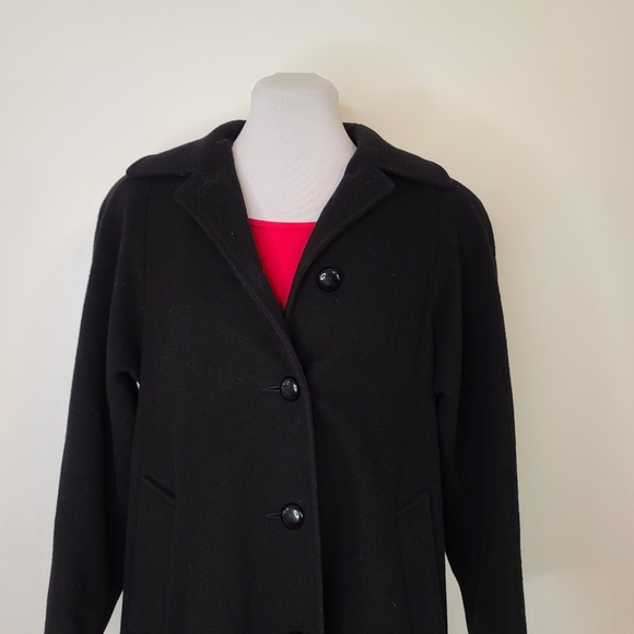 Karen Petites Wool Jacket / Coat Black Size 4 Petite Made in USA - Picture 3 of 6
